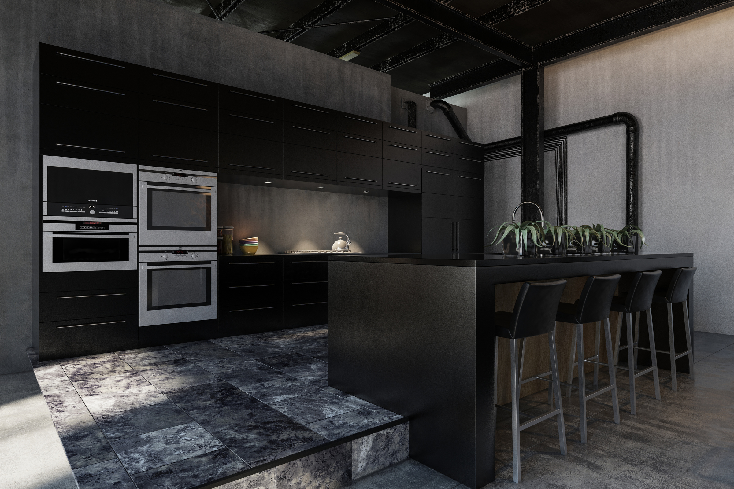 Modern Black Kitchen